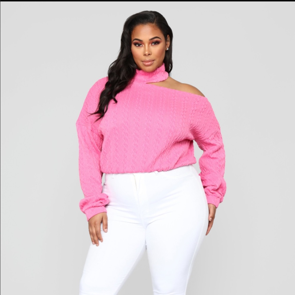 NWT Pink Fashion Nova Cut Me Off Sweater 1X